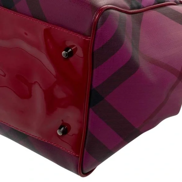 AUTHENTIC Burberry Raspberry Gradient Supernova Check Tote - Picture 11 of 16